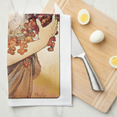 Alphonse Mucha Lady mit Obst Geschirrtuch (Viertel Falte)
