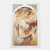 Alphonse Mucha Lady mit Obst Geschirrtuch (Vertikal)