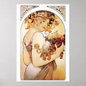 Alphonse Mucha Lady mit Obst Poster (Vorne)