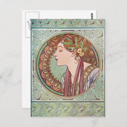 Alphonse Mucha Laurel Art Nouveau Postkarten (Vorne/Hinten)