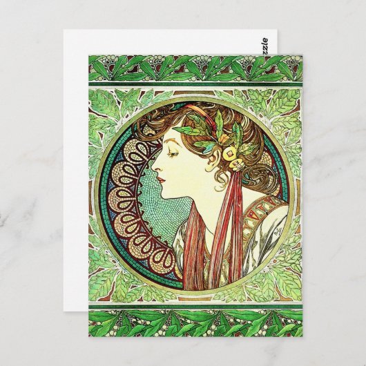 Alphonse Mucha Laurel Postcard Postkarte (Vorne/Hinten)