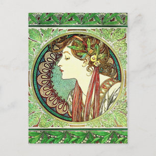 Alphonse Mucha Laurel Postkarte