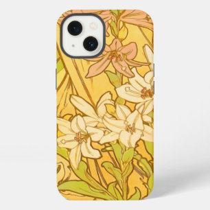 Alphonse Mucha-Lilien-Blumenmuster: Art Nouveau iPhone 13 Hülle