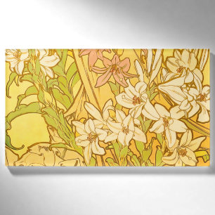 Alphonse Mucha-Lilien-Blumenmuster: Art Nouveau Namenschild