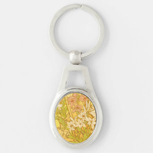 Alphonse Mucha Lilien-Blumenmuster: Art Nouveau Schlüsselanhänger