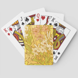 Alphonse Mucha-Lilien-Blumenmuster: Art Nouveau Spielkarten