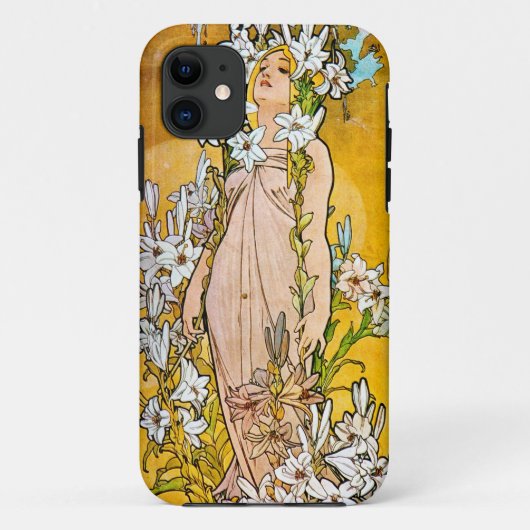 Alphonse Mucha - Lily - weiße Grenze Case-Mate iPhone Hülle (Rückseite)