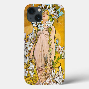 Alphonse Mucha - Lily - weiße Grenze Case-Mate iPhone Hülle