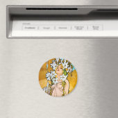 Alphonse Mucha - Lily - weiße Grenze Magnet (In Situ (Geschirrspüler))