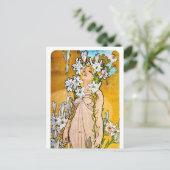 Alphonse Mucha - Lily - weiße Grenze Postkarte (Stehend Vorderseite)