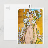 Alphonse Mucha - Lily - weiße Grenze Postkarte (Vorne/Hinten)