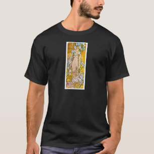 Alphonse Mucha - Lily - weiße Grenze T-Shirt