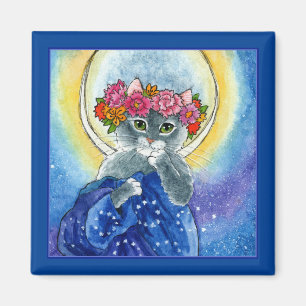 Alphonse Mucha-Löffel Cat-Blume-Mond-Magnet Magnet
