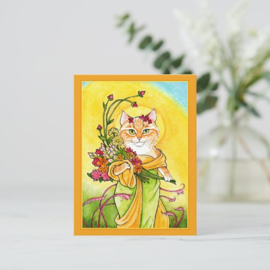 Alphonse Mucha Löffel niedlicher Katzenfrühling Po Postkarte (Stehend Vorderseite)