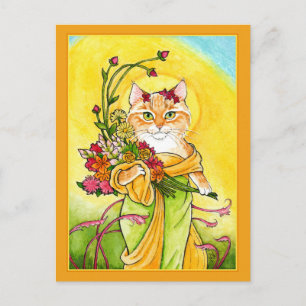 Alphonse Mucha Löffel niedlicher Katzenfrühling Po Postkarte