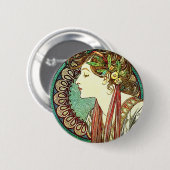 Alphonse Mucha Lorbeer-Button Button (Vorne & Hinten)