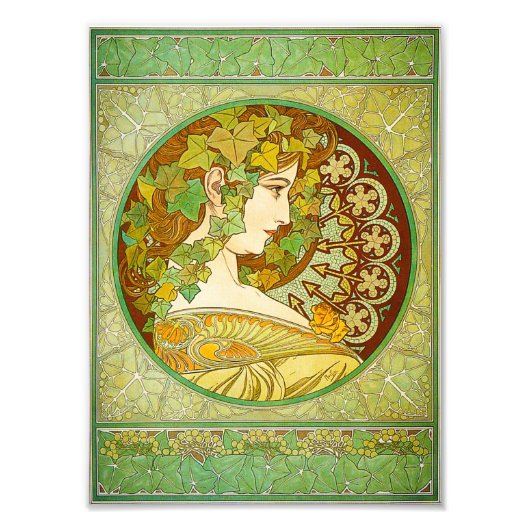 Alphonse Mucha Lorbeer-Druck Fotodruck (Vorne)
