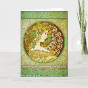 Alphonse Mucha Lorbeer-Grußkarte Karte