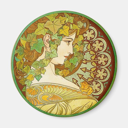 Alphonse Mucha Lorbeer Magnet (Vorne)