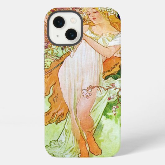 Alphonse Mucha Mädchen im Garten iPhone Hülle (Rückseite)