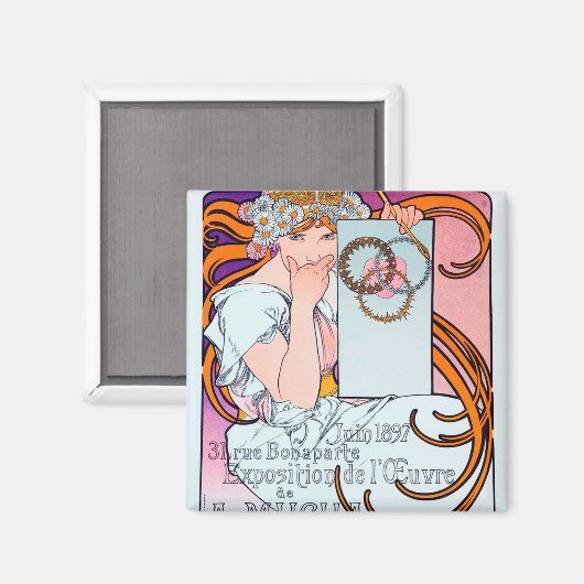 Alphonse Mucha Magnet (Vorderseite/Rückseite)