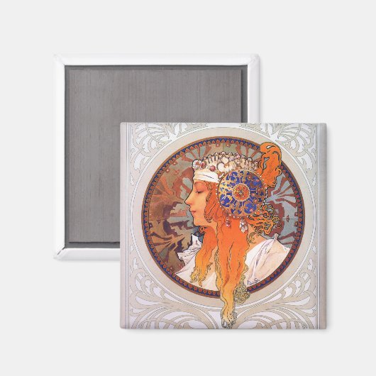 Alphonse Mucha Magnet (Vorderseite/Rückseite)