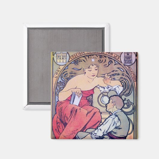 Alphonse Mucha Magnet (Vorderseite/Rückseite)