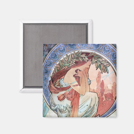 Alphonse Mucha Magnet (Vorderseite/Rückseite)