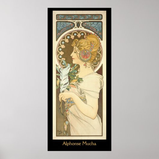 Alphonse Mucha Malerei auf schwarz Poster (Vorne)