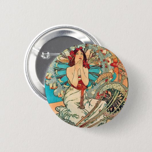 Alphonse Mucha Monaco, Monte Carlo, 1897 Button (Vorne & Hinten)