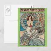 Alphonse Mucha ~ Monaco Monte Carlo Postkarte (Vorne/Hinten)