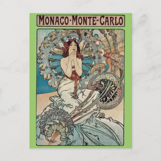 Alphonse Mucha ~ Monaco Monte Carlo Postkarte (Vorderseite)