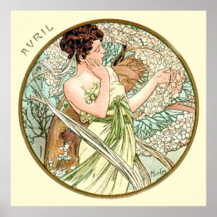 Alphonse Mucha Monat April Poster
