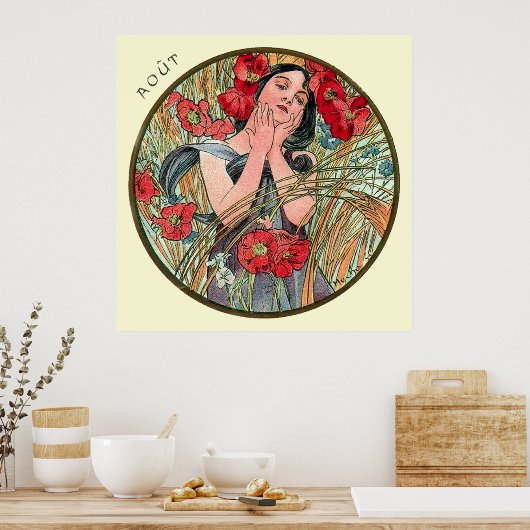 Alphonse Mucha Monat August Poster (Küche)