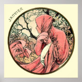 Alphonse Mucha Monat Januar Poster (Vorne)