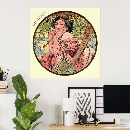 Alphonse Mucha Monat Juli Poster (Heimbüro)