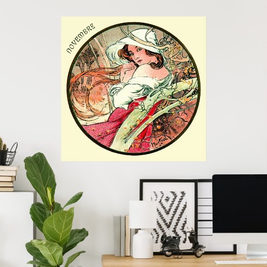 Alphonse Mucha Monat November Poster (Heimbüro)
