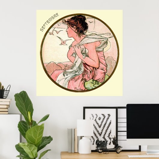 Alphonse Mucha Monat September Poster (Heimbüro)
