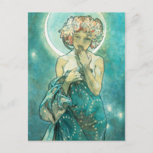 Alphonse Mucha Mondlicht Clair De Lune Art Nouveau Postkarte