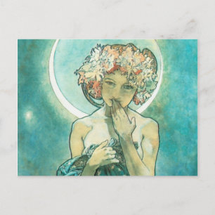 Alphonse Mucha Mondlicht Clair De Lune Art Nouveau Postkarte