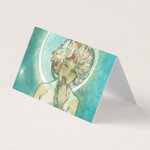 Alphonse Mucha Mondlicht Clair De Lune Art Nouveau Visitenkarten