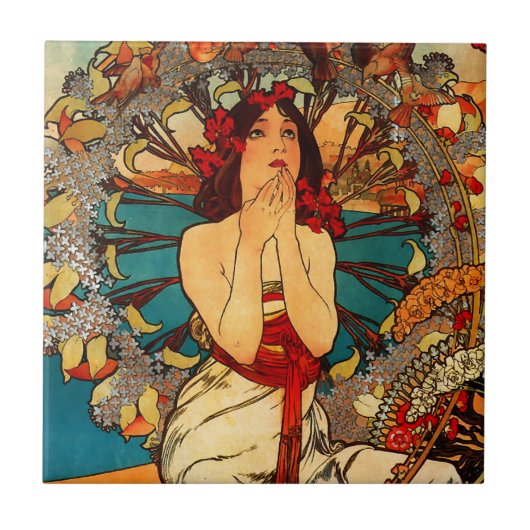 Alphonse Mucha Monte Carlo Fliese (Vorderseite)