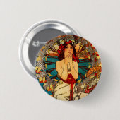Alphonse Mucha Monte Carlo Knopf Button (Vorne & Hinten)