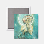 Alphonse Mucha Moonlight Clair De Lune Art Magnet (Vorderseite/Rückseite)