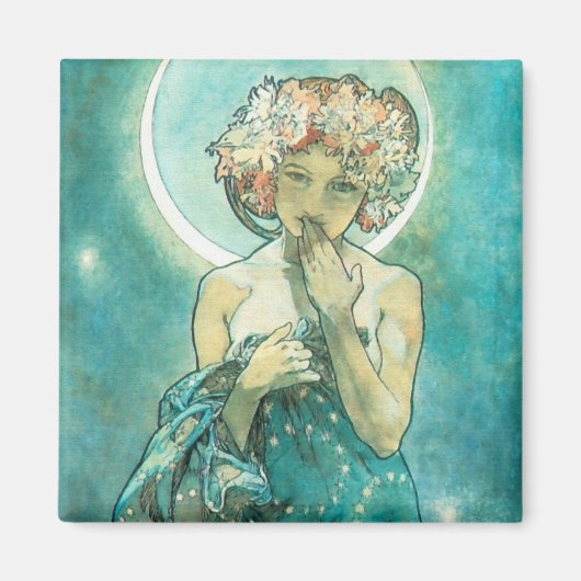 Alphonse Mucha Moonlight Clair De Lune Art Magnet (Vorne)
