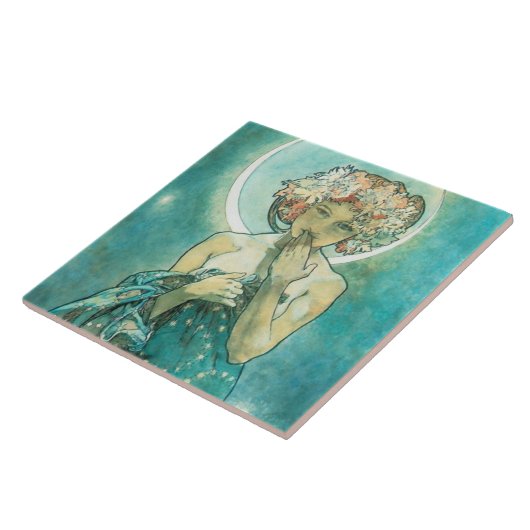 Alphonse Mucha Moonlight Clair De Lune Art Nouveau Fliese (Seite)