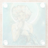 Alphonse Mucha Moonlight Clair De Lune Art Nouveau Glasuntersetzer (Rückseite)