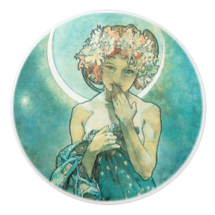 Alphonse Mucha Moonlight Clair De Lune Art Nouveau Keramikknauf