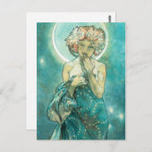 Alphonse Mucha Moonlight Clair De Lune Art Nouveau Postkarte (Vorne/Hinten)