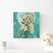 Alphonse Mucha Moonlight Clair De Lune Art Nouveau Quadratische Wanduhr (Zuhause)